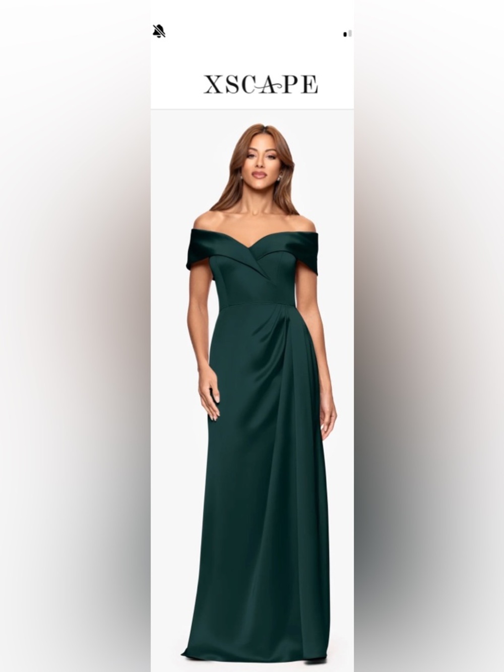 Xscape Daliah Satin Off The Shoulder Floor Length Gown